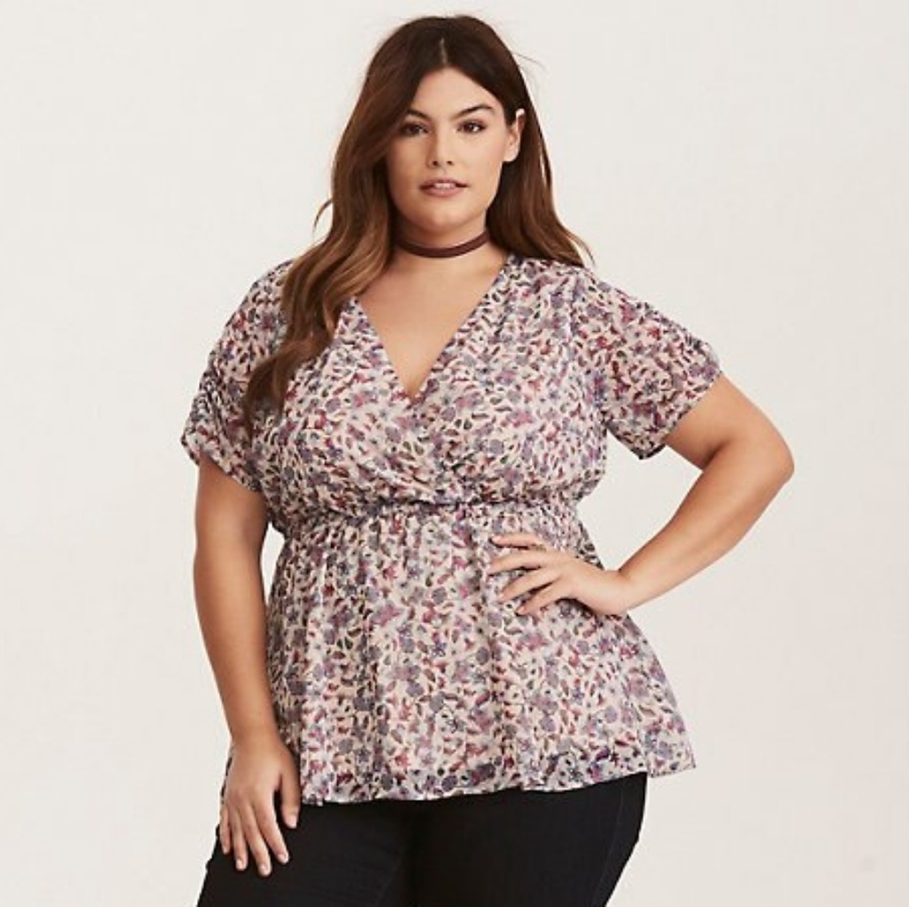 Torrid Floral Georgette Babydoll Blouse